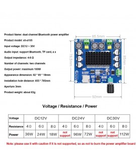 آمپلی فایر استریو XH-A105 بلوتوثی 2x100w