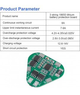 ماژول محافظ شارژ باتری لیتیومی 3 سل 6 تا 8 آمپر
